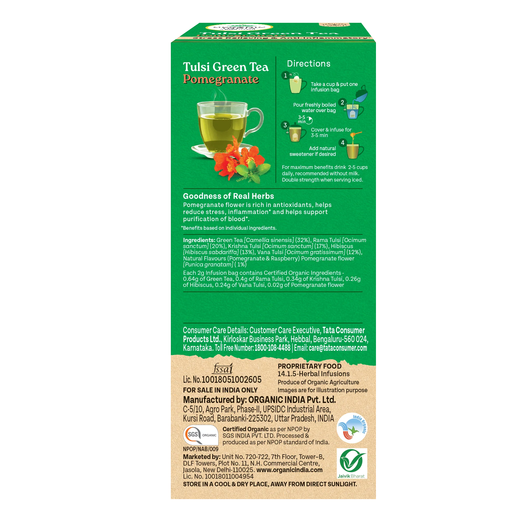 Tulsi Green Tea Pomegranate - Image 3